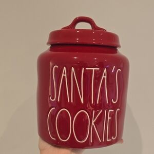Rae Dunn Christmas Santa's Cookies Red Cookie Jar